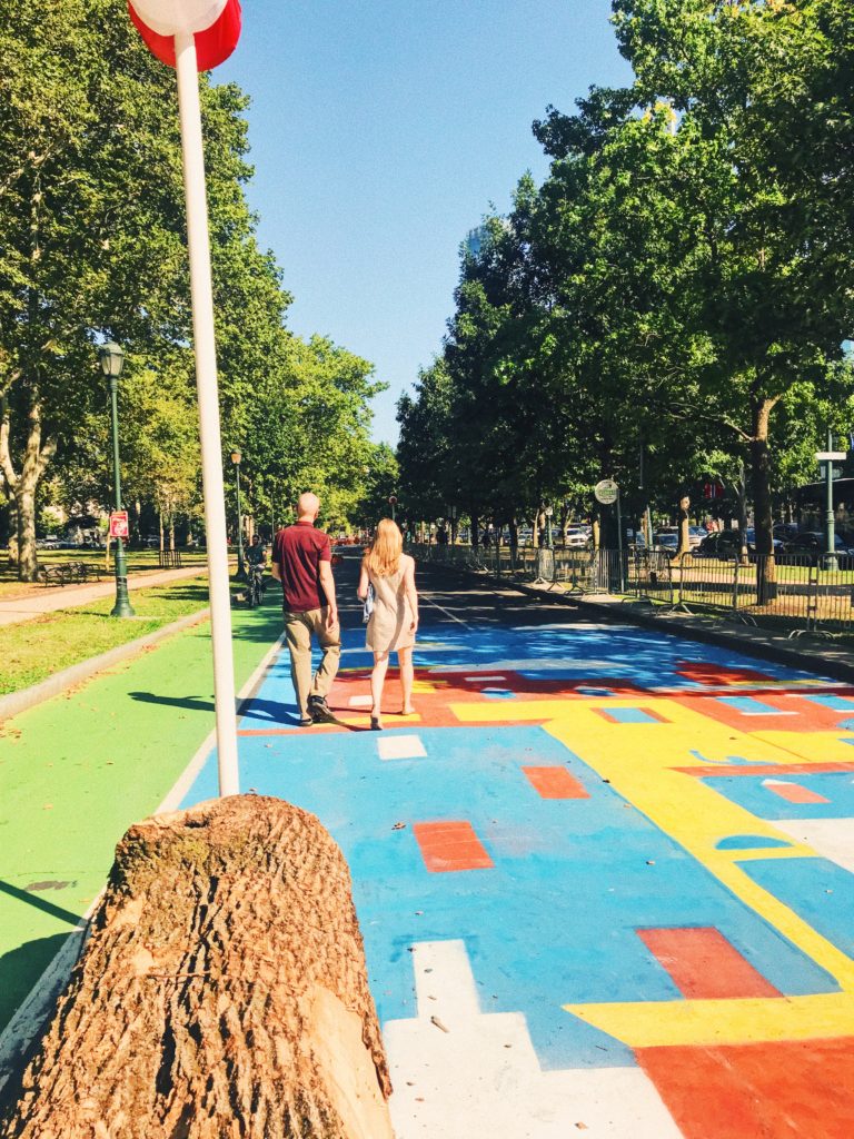 Colorful street mural at The Oval+