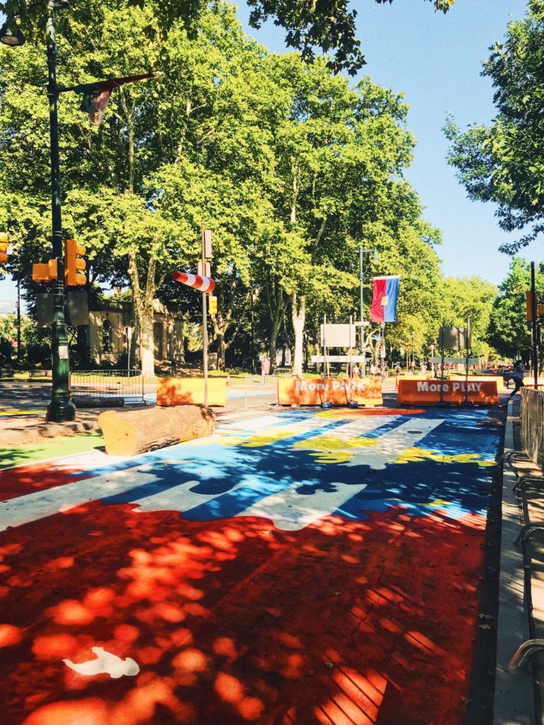 Colorful street mural at The Oval+