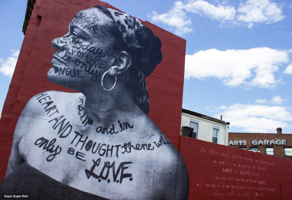 Mural of Ursula Rucker and “L.O.V.E.” poem. Photo courtesy of the artist.