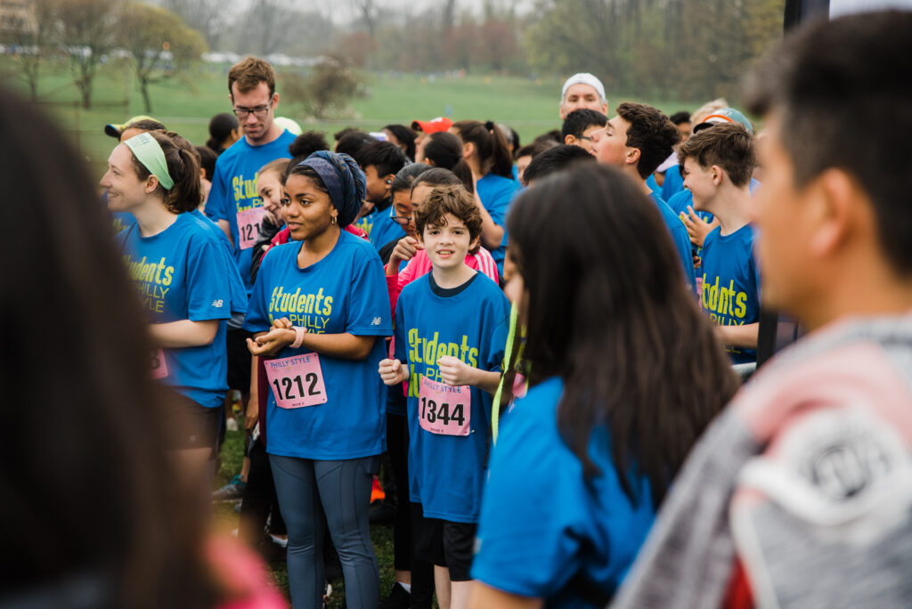 Students await the start of a race.